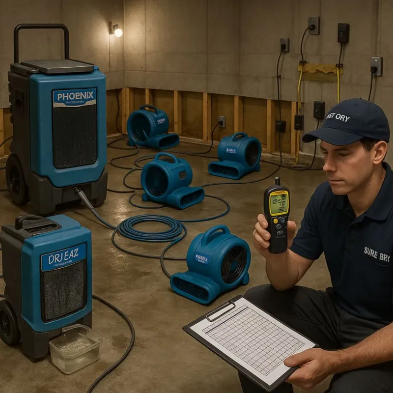 Structural Drying and Dehumidification process in Lucama, NC